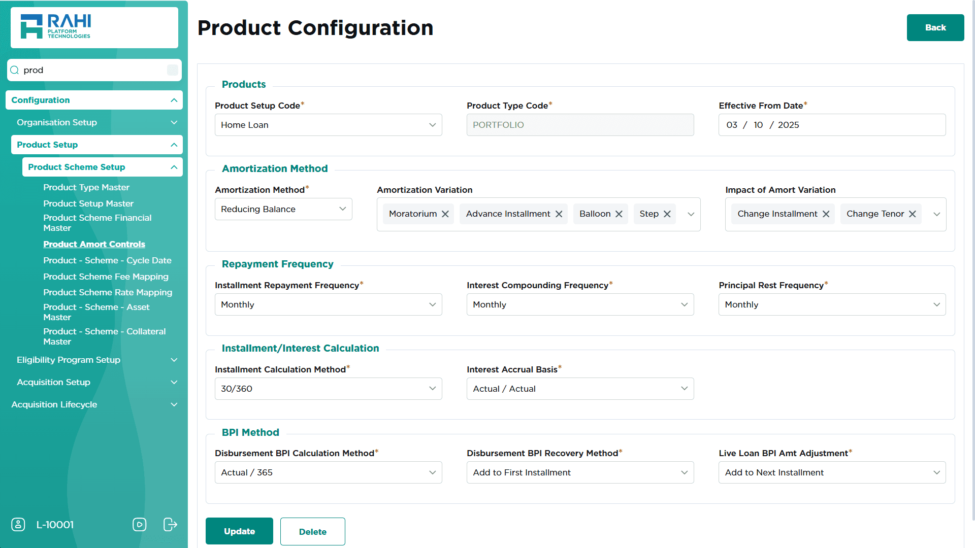 Flexible Product & Fee Configuration
